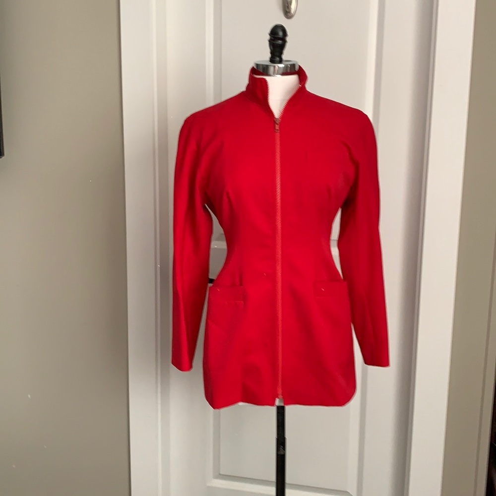 Women’s red zippered blazer by Kenar
